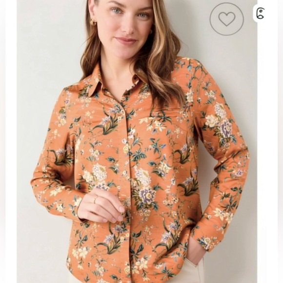 august Silk Tops - August Silk 100% button down floral shirt  blouse Size M